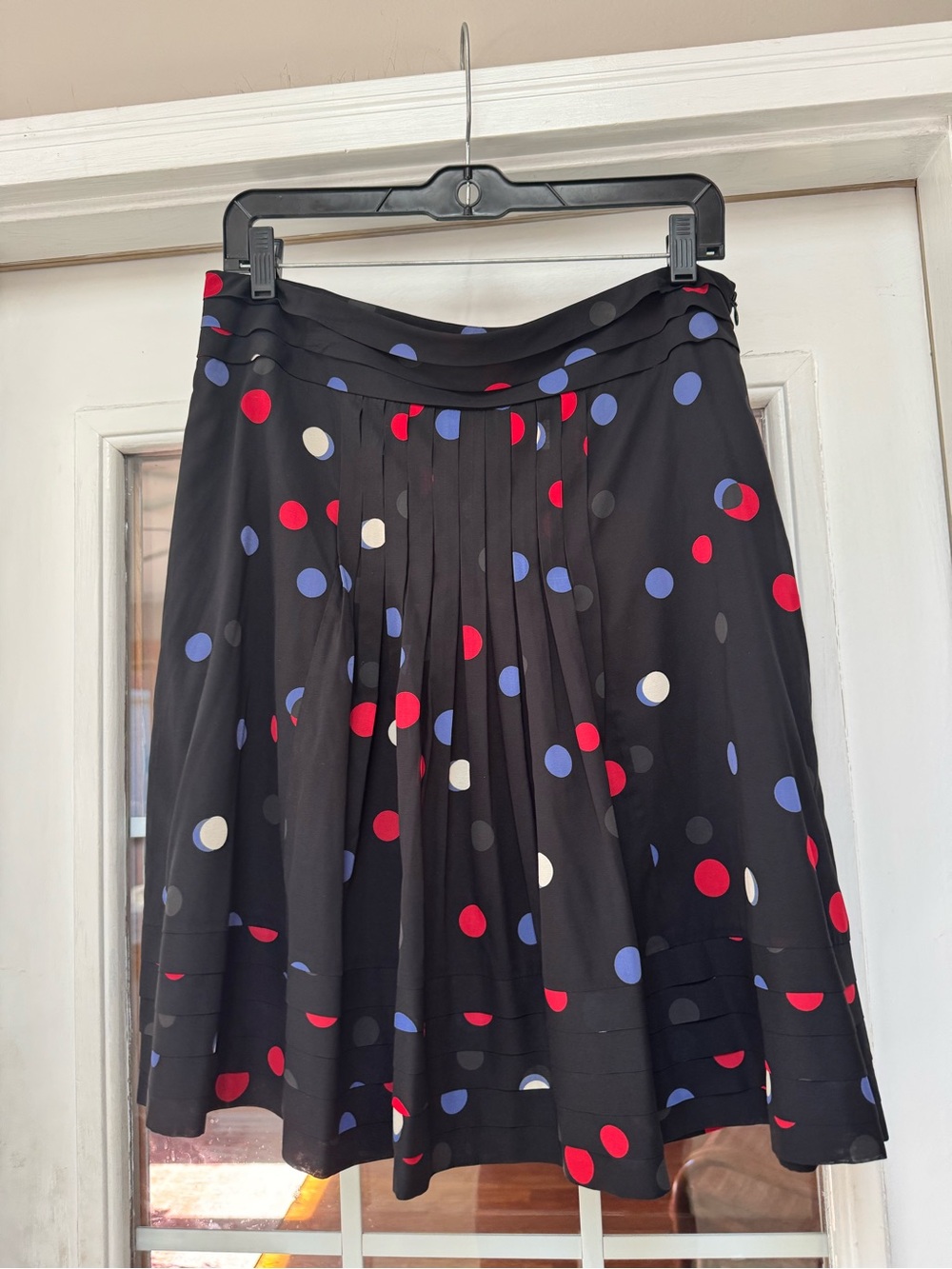 NWT DKNY Luxury Silk Polka Dot Pleated A-Line Skirt Size 12 MSRP $295